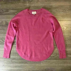 Belle France Pink 100% Cashmere Long Sleeve Crew Neck Comfy Sweater Size S